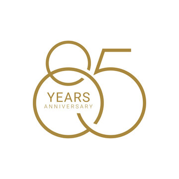 85, 85th Years Anniversary Logo, Golden Color, Vector Template Design element for birthday, invitation, wedding, jubilee and greeting card illustration.