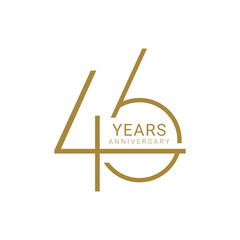 46th, 46 Years Anniversary Logo, number, Golden Color, Vector Template Design element for birthday, invitation, wedding, jubilee and greeting card illustration.