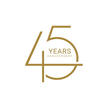 45th, 45 Years Anniversary Logo, number, Golden Color, Vector Template Design element for birthday, invitation, wedding, jubilee and greeting card illustration.