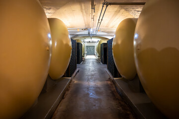 Production of cremant sparkling wine in south part of Luxembourg country on bank of Moezel, also...