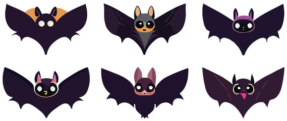 Halloween bats vector pack. Ideal for creating scrapbooks, greeting cards, party invitations, posters, tags, and sticker kits.
