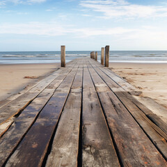 Wooden walkway to the sea 02