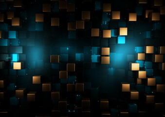 A background with 3d cubes on a dark background. Generative AI. 