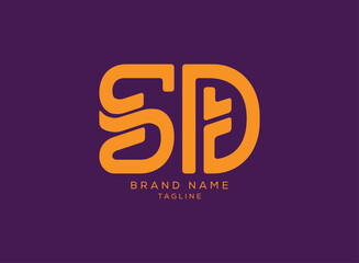 Alphabet letters Creative Monogram logo SD, DS, S and D vector illustration.