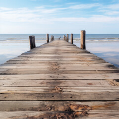 Wooden walkway to the sea 04
