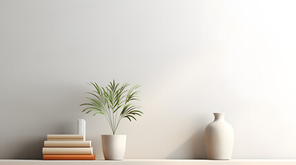 Stylish interior, plants, and elegant personal accessories. Home decor. Interior design, minimalism, calm tone