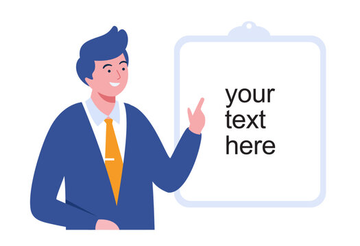Illustration your text here, template, people illustration, marketing, message, vector banner for landing page website