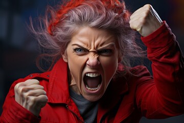 怒る女性の顔,Generative AI AI画像 - obrazy, fototapety, plakaty