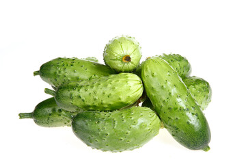 Fresh cucumber on the white background color