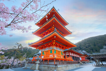 Kyoto, Japan - March 30 2023: Kiyomizu-dera is a Buddhist temple located in eastern Kyoto. it is a part of the Historic Monuments of Ancient Kyoto UNESCO World Heritage Site - 676611704