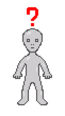 Pixel art question mark aliens