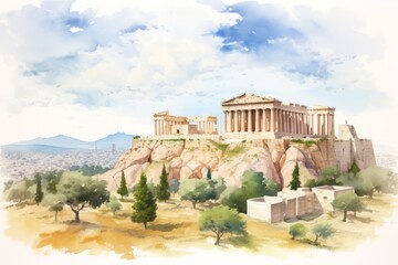 Landmark of Acropolis Athens Ancient Architecture Generative Ai