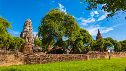 Ruins that are valuable and the beauty of the architecture of the Ayutthaya period..Wat Phra Ram in...