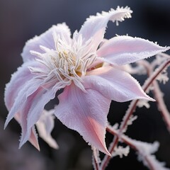 Macro view of frosty clematis