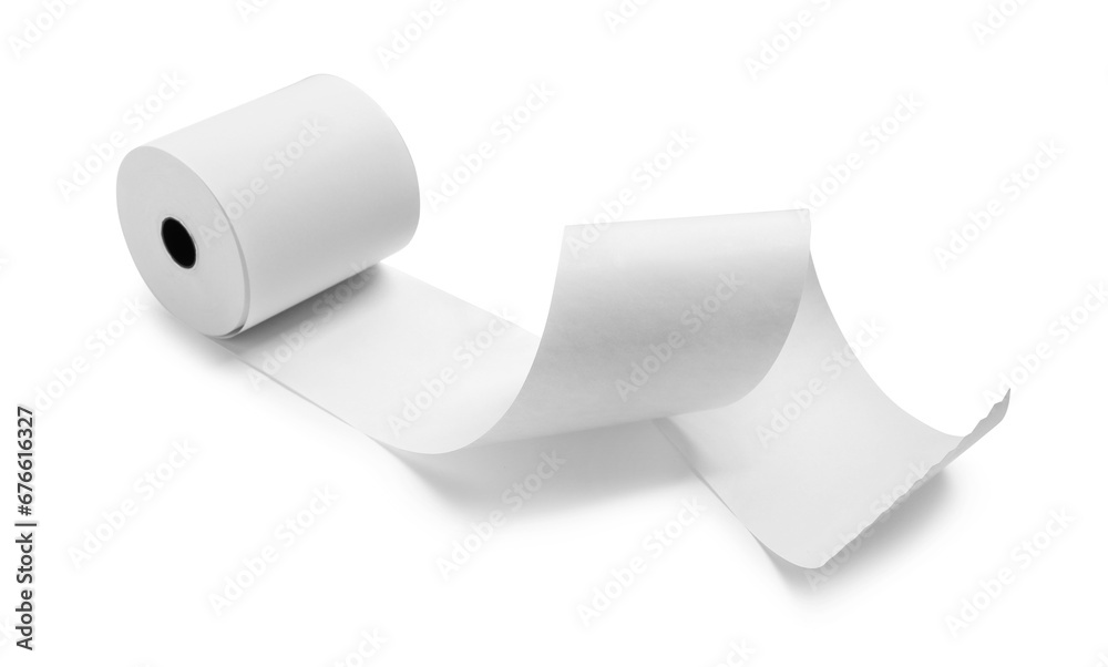 Wall mural roll of thermal paper for receipt isolated on white