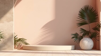 Maquette minimale avec podium haut de gamme en pierre naturelle