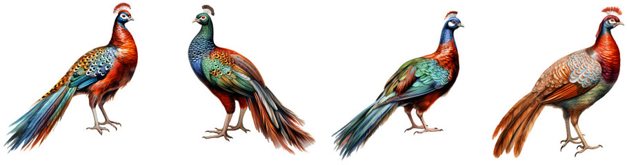 Fototapeta premium Pheasant watercolor illustration clipart. Generative AI