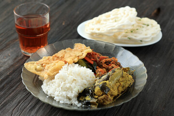 Nasi Warteg, Warung Tegal Menu for Lunch. Indonesian Popular Restaurant Cuisine.