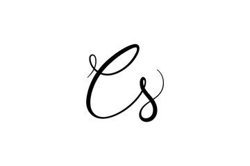 Cs initial signature logo. Handwriting logo template vector