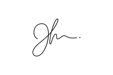 Handwritten Jh letter logo. Simple signature vector