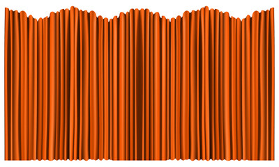 Vector orange curtains. set realistic luxury curtain cornice decor domestic fabric interior drapery textile lambrequin © Nganhaycuoi