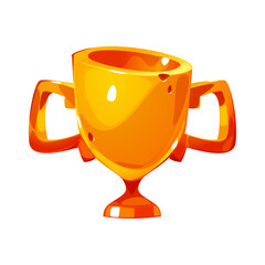 Vector shiny golden trophy with star illustration cartoon icon