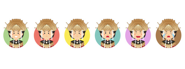 Fototapeta premium Bangka Belitung Avatar with Various Expression