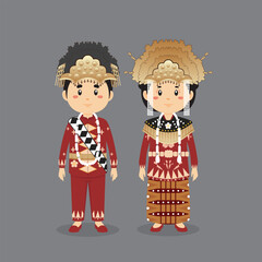 Couple Character Wearing Bangka Belitung Traditional Dress