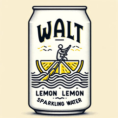 Soda Can Design with Lemon Sparkling Water label