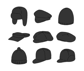 黒の帽子のイラストセット