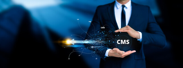 Concept of CMS - Content Management System. Website management software, seo optimization,...