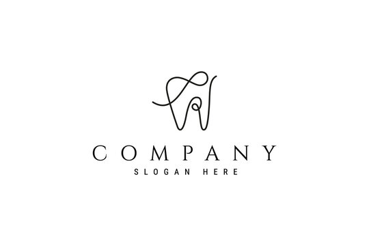 Abstract dental logo design in continuous line design style
