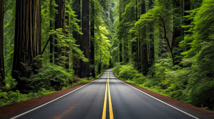 Naklejka premium Road in the Redwood Forest