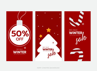 Naklejka premium Set of Christmas sale square banner template. Usable for social media post, card, and web ad.