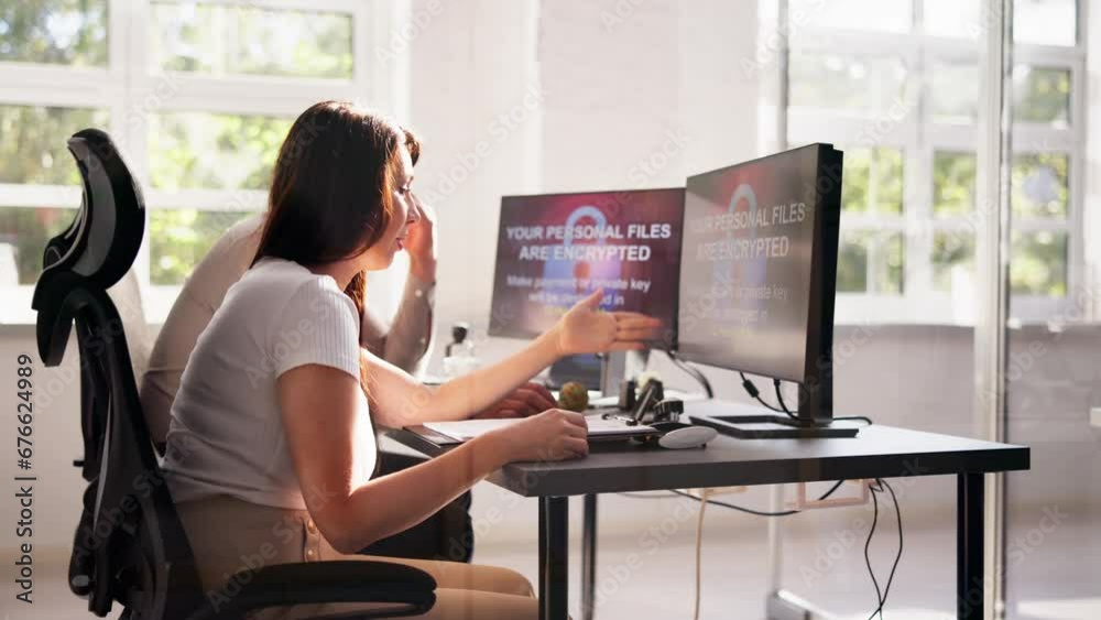 Poster ransomware cyber attack using malware