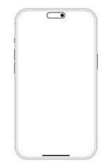 Mockup of iPhone 15 pro max isolated on white background. White iPhone mockup for Infographic Business website design.