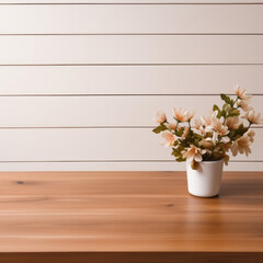A Coffee Table on a Wood Brown and White background, presenting a minimalistic and clean design.
