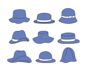 青の帽子のイラストセット