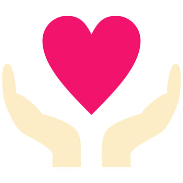 Hands holding heart icon Flat Design Style