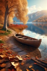 Tranquil Scene: Boat on Reflective Sea Under Serene Morning Sky
