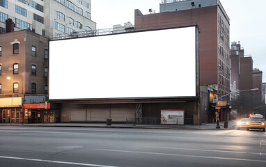 Fototapeta na wymiar Large white blank billboard mockup. Promotion information for marketing and business.