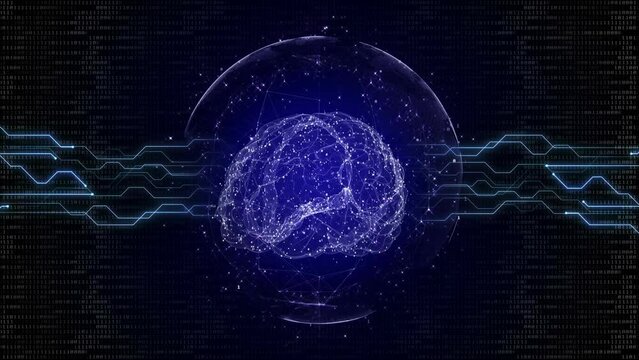 3D Artificial Intelligence Brain and Technology Background, Loop
