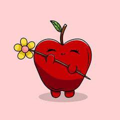 An Apple Carrying A Flower Stalk Illustration