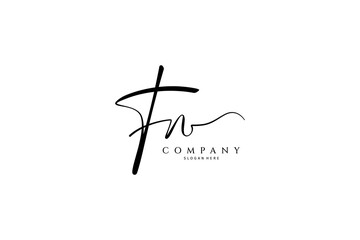Fn initial signature logo. Handwritten monogram vector - obrazy, fototapety, plakaty