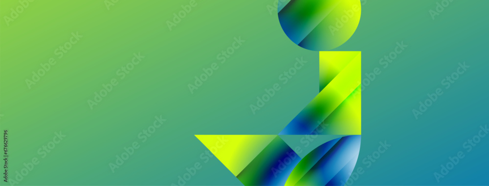 Fototapete Minimalism meets gradient allure. Geometric shapes intertwine in a tranquil backdrop. Subtle hues meld, creating serene yet dynamic canvas, testament to modern aesthetics