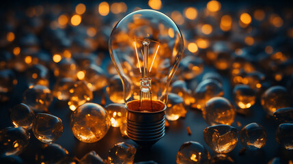 light bulb on black background HD 8K wallpaper Stock Photographic Image 