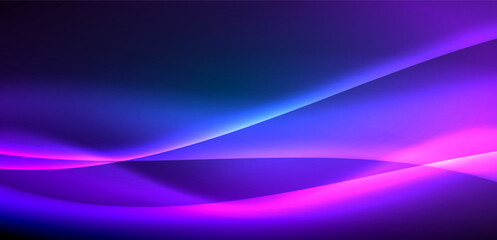 Dynamic waves in ethereal glow of neon lights. Concept merges fluidity of motion with vibrant allure of neon, crafting entrancing backdrop that embodies both vitality and futuristic sophistication