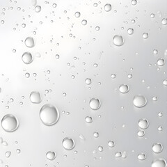 rain drops on white background, abstract wet white surface with air bubbles on surface. Realistic pure water drops for creative banner design.