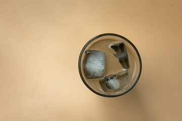 Close up view of iced mocha coffee. Refreshing summer drink.