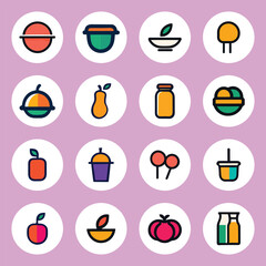 Colorful food logo icon collection vector